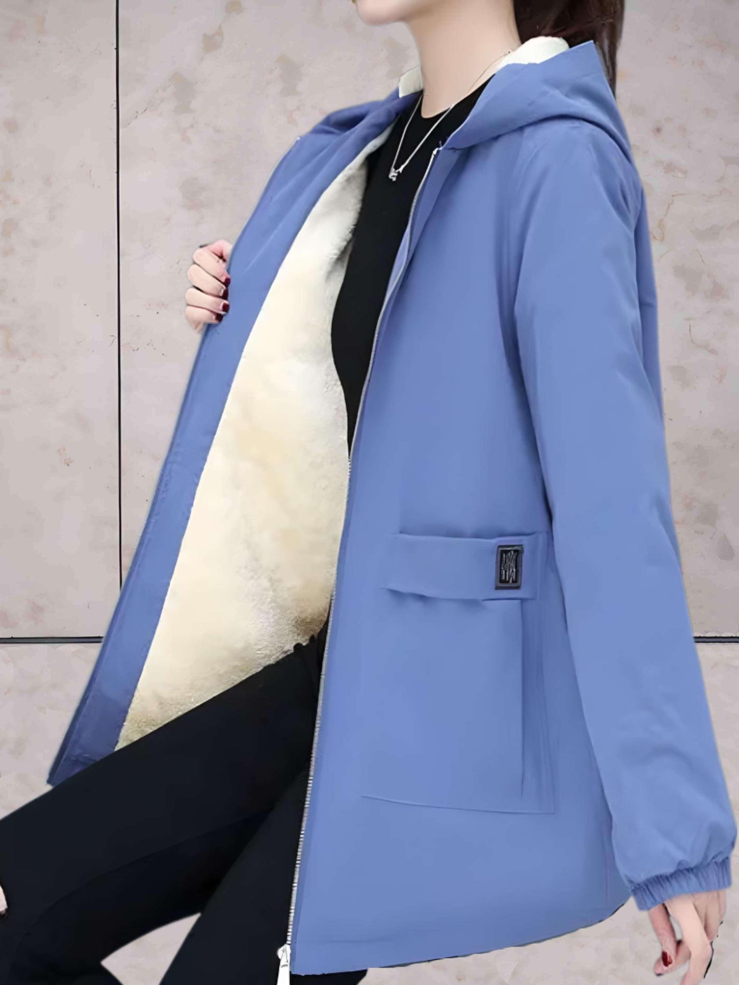 Manzie | Warmes und dickes Lederjacke mit Fleece-Fütterung und Kapuze