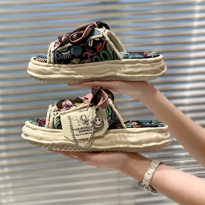 Kadira | Sandalen mit Schnürsenkeln aus Segeltuch