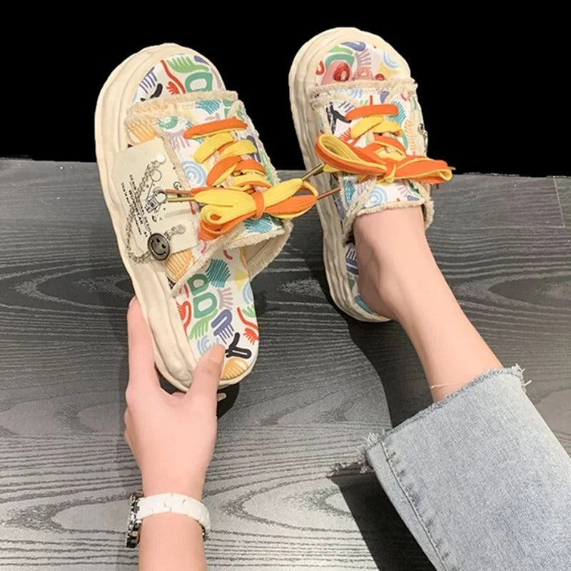 Kadira | Sandalen mit Schnürsenkeln aus Segeltuch