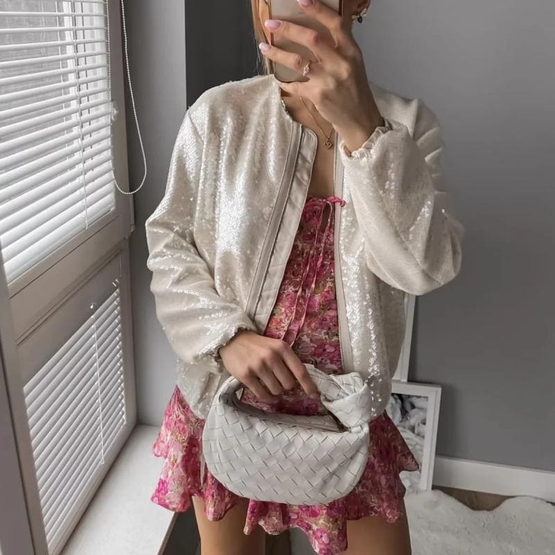 Sparky | Jacke Funkelnde Pailletten Bomberjacke