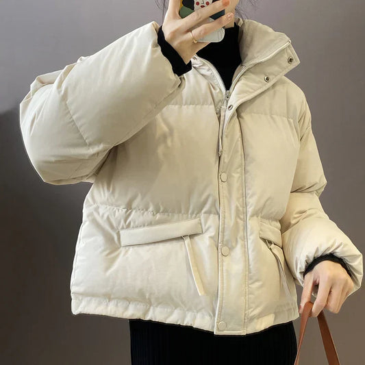 Joelle | Winter Pufferjacke mit Stehkragen in Uni-Farben