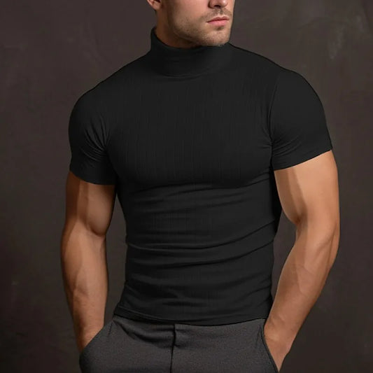 Kyros | Herren T-Shirt in Einfarbig mit Rollkragen