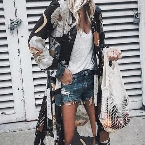 Rhiann | Strandkimono mit großen Blumen