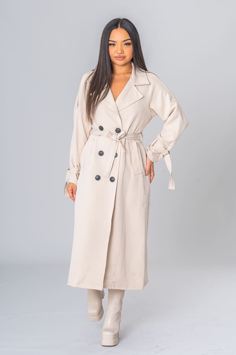 Gurina | Eleganter Trenchcoat Beige mit Gürtel