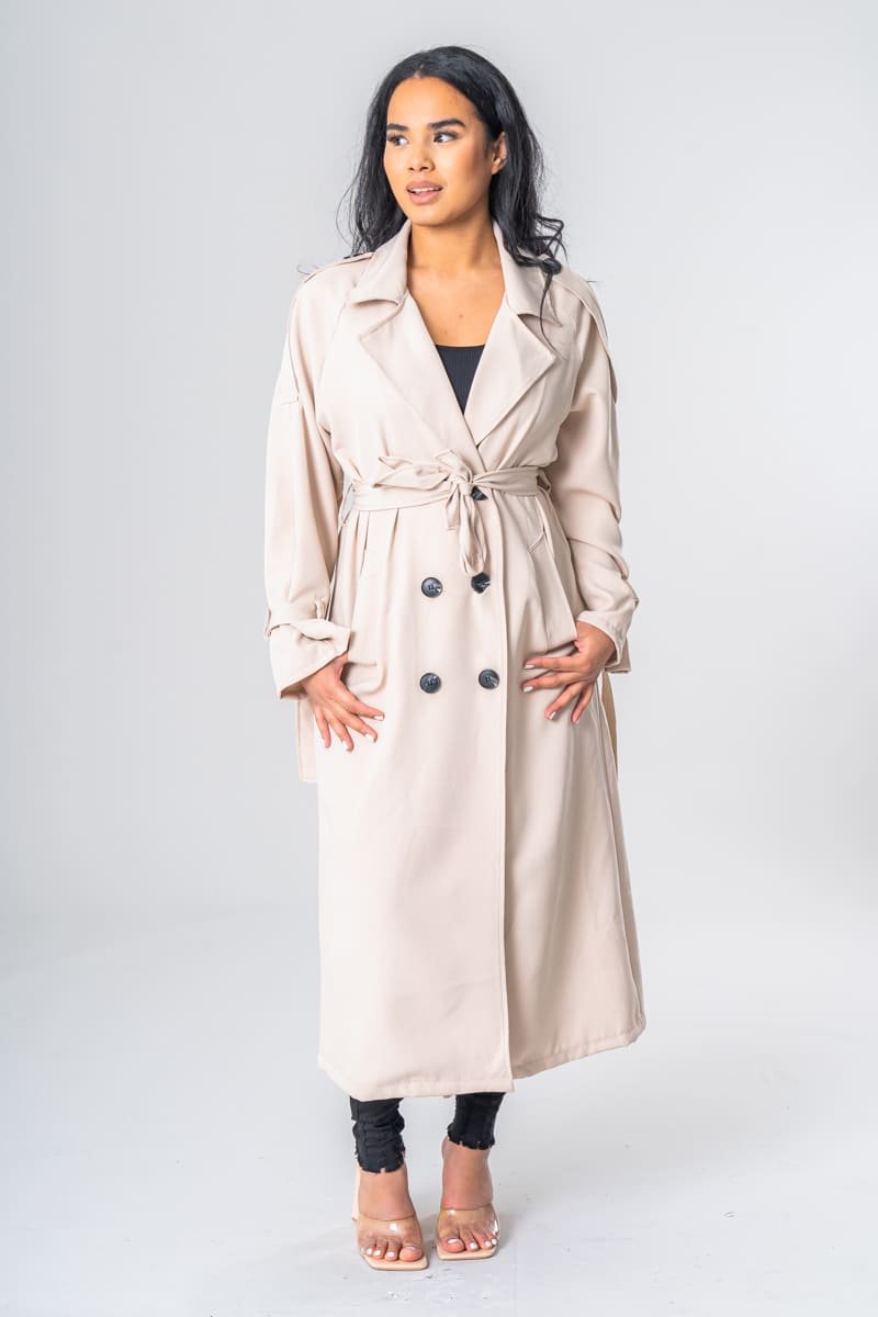 Gurina | Eleganter Trenchcoat Beige mit Gürtel