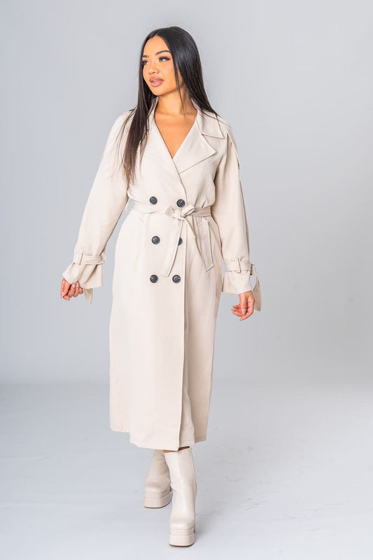 Gurina | Eleganter Trenchcoat Beige mit Gürtel