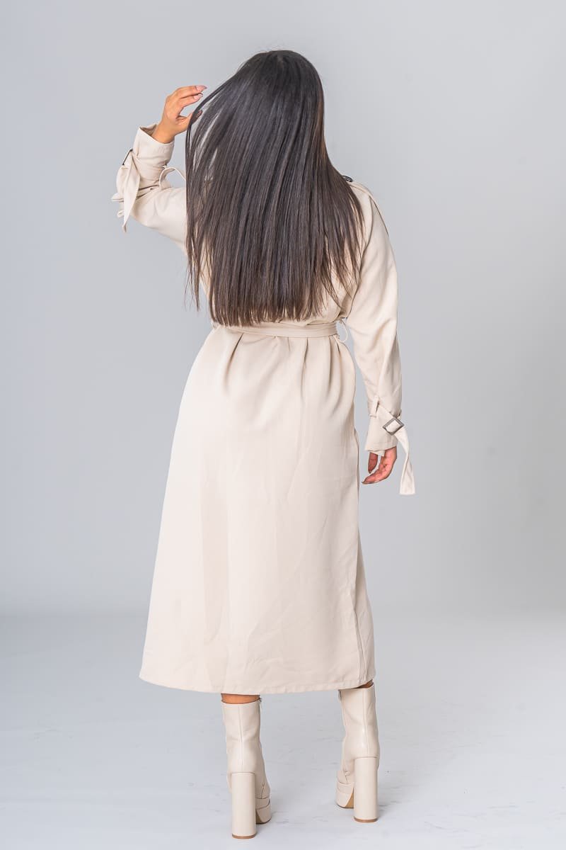 Gurina | Eleganter Trenchcoat Beige mit Gürtel