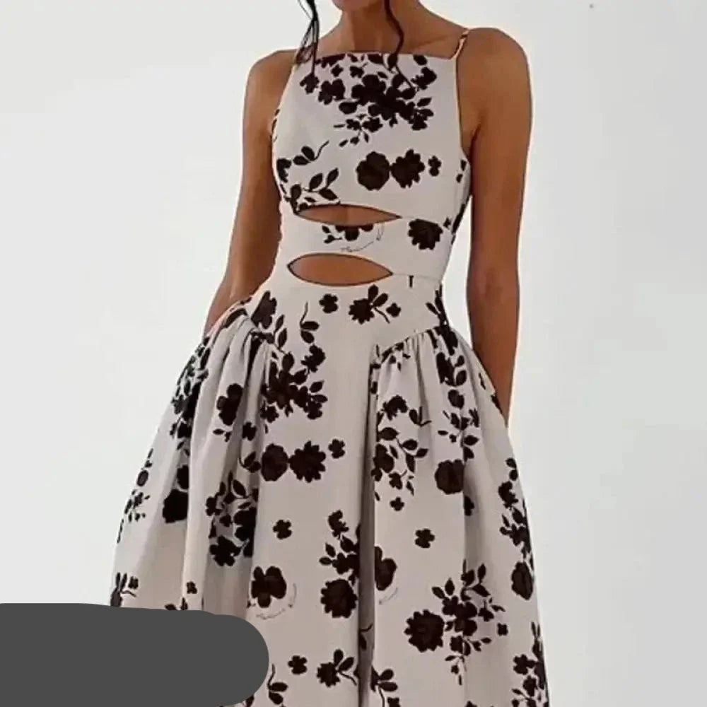 Cerys | Braunes Blumenmuster Kleid