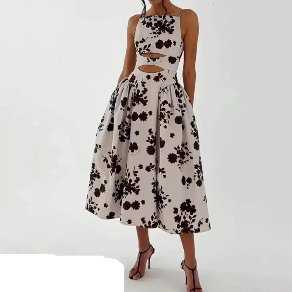 Cerys | Braunes Blumenmuster Kleid