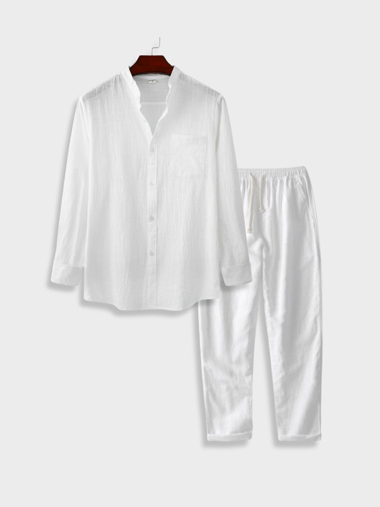 Rutha | Langärmliges Oberteil und Leinenhose 2-teiliges Set