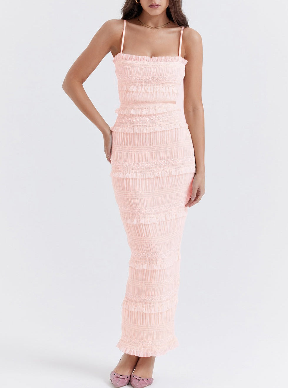 Serenia | Maxikleid mit Reißverschluss und Rüschen